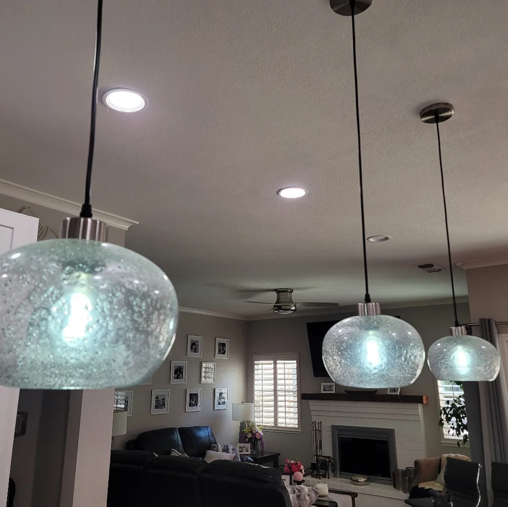 NWT CASAMOTION 8" Handblown Seed Glass Pendant Light - Picture 6 of 8